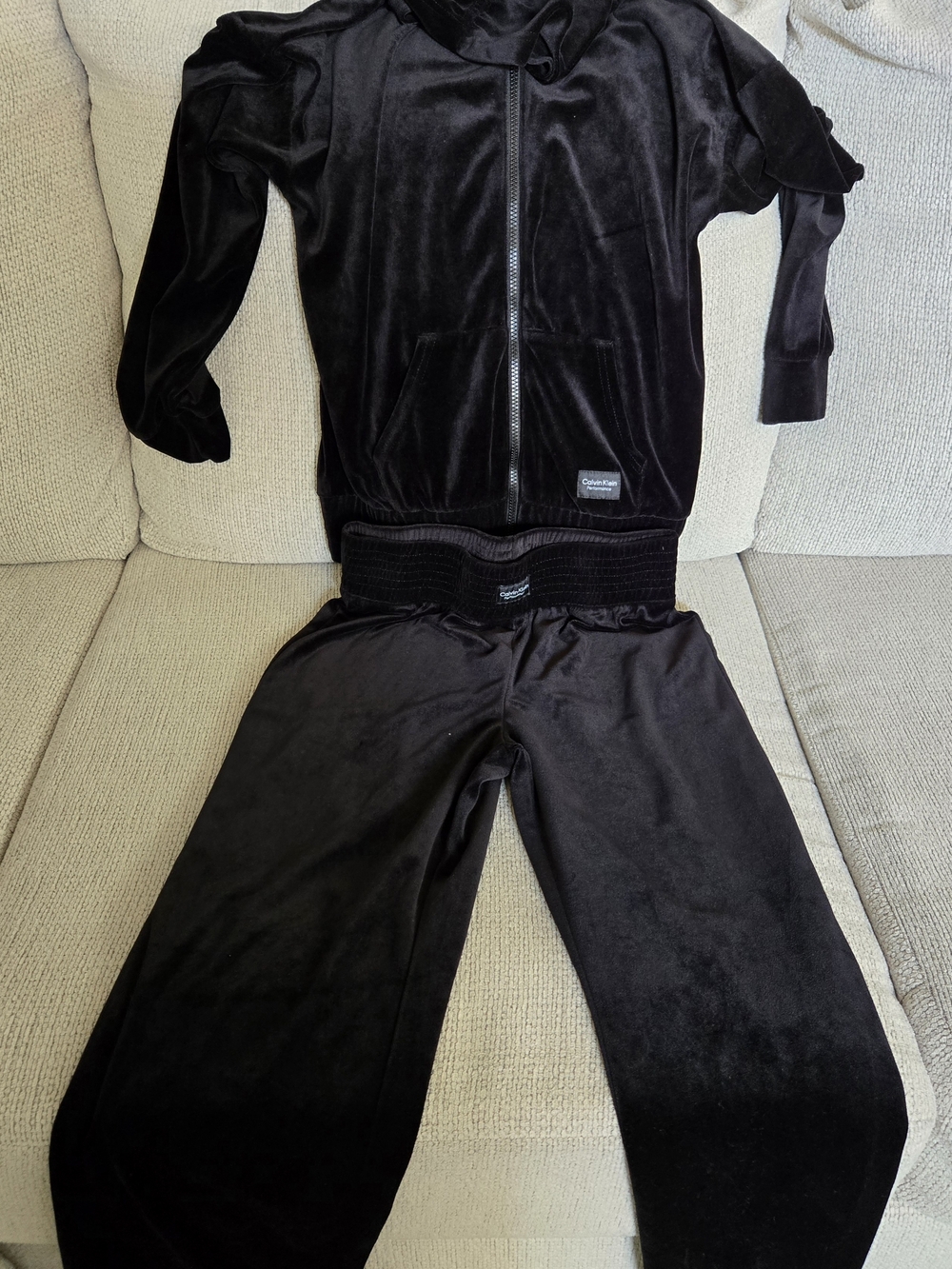 Calvin Klein Performance Kids Black Velour Hoodie & Sweatpants Set